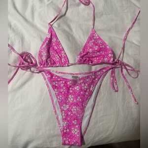 Floral Pink Bright Swimwear Bikini